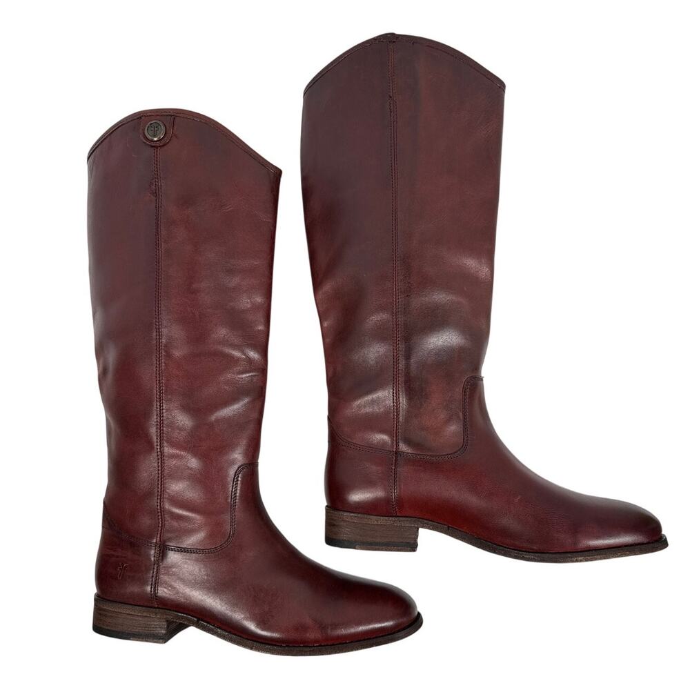 Frye Melissa ButtonTall Boots‎ Womens 8 Mahogany Vintage Leather Pull On